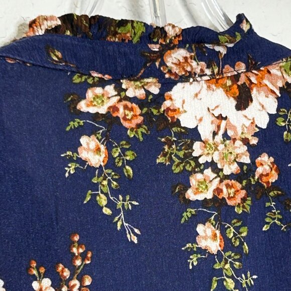 Staccato Blue Floral Long Sleeve Size Small Blouse - Picture 7 of 12